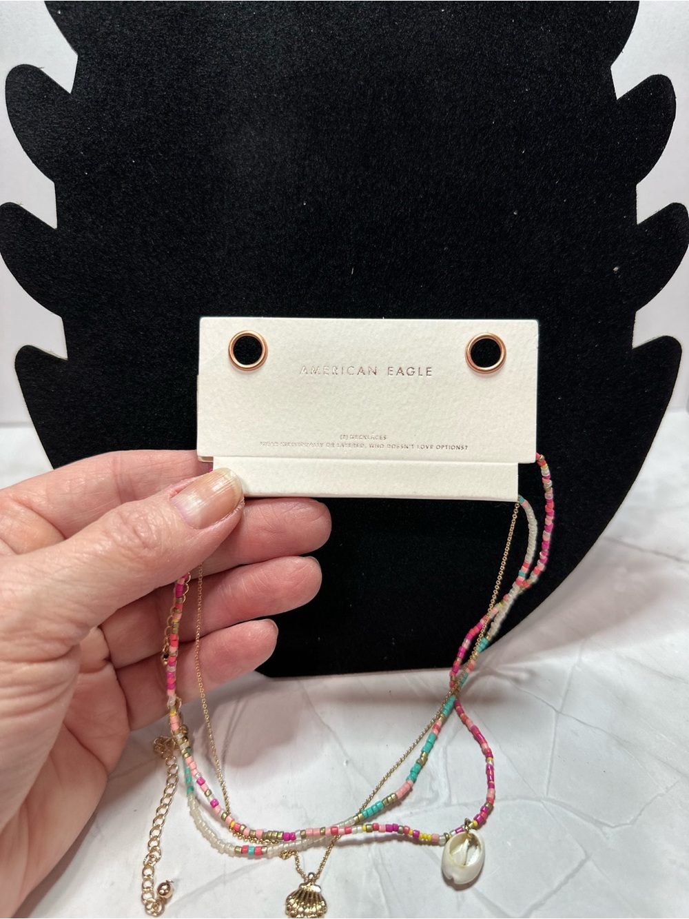 American Eagle Outfitters Gold Shell & Multicolor Beaded Layered Necklace - Picture 5 of 6